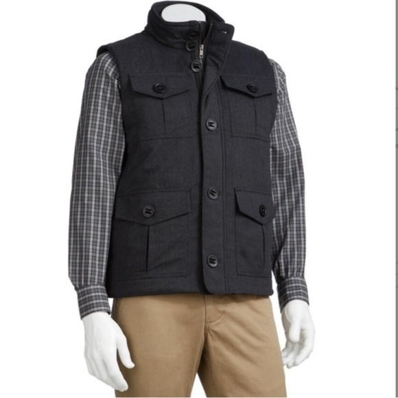 Apt. 9 Jackets Coats men M Midweight Charcoal Puffer Vest comfy retro - Picture 1 of 9